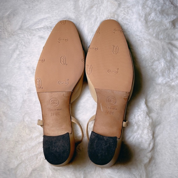 ❤️SOLD❤️CHANEL classic slingbacks beige black 37.5 37.5C - Picture 6 of 9